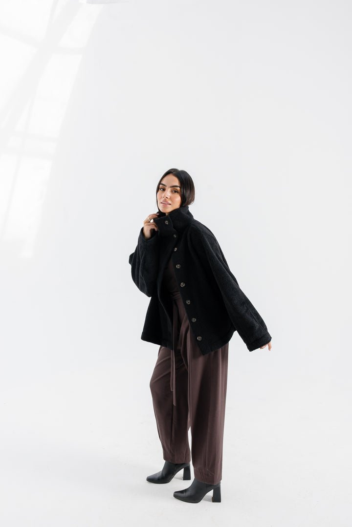 Sided Collar Jacket - Black
