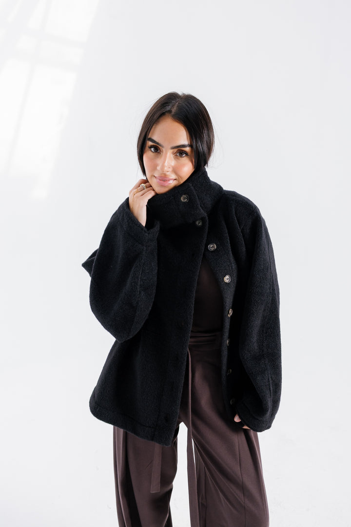 Sided Collar Jacket - Black