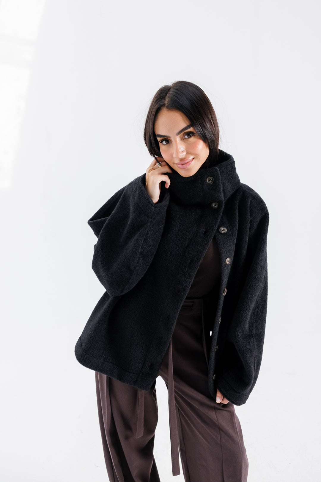Sided Collar Jacket - Black