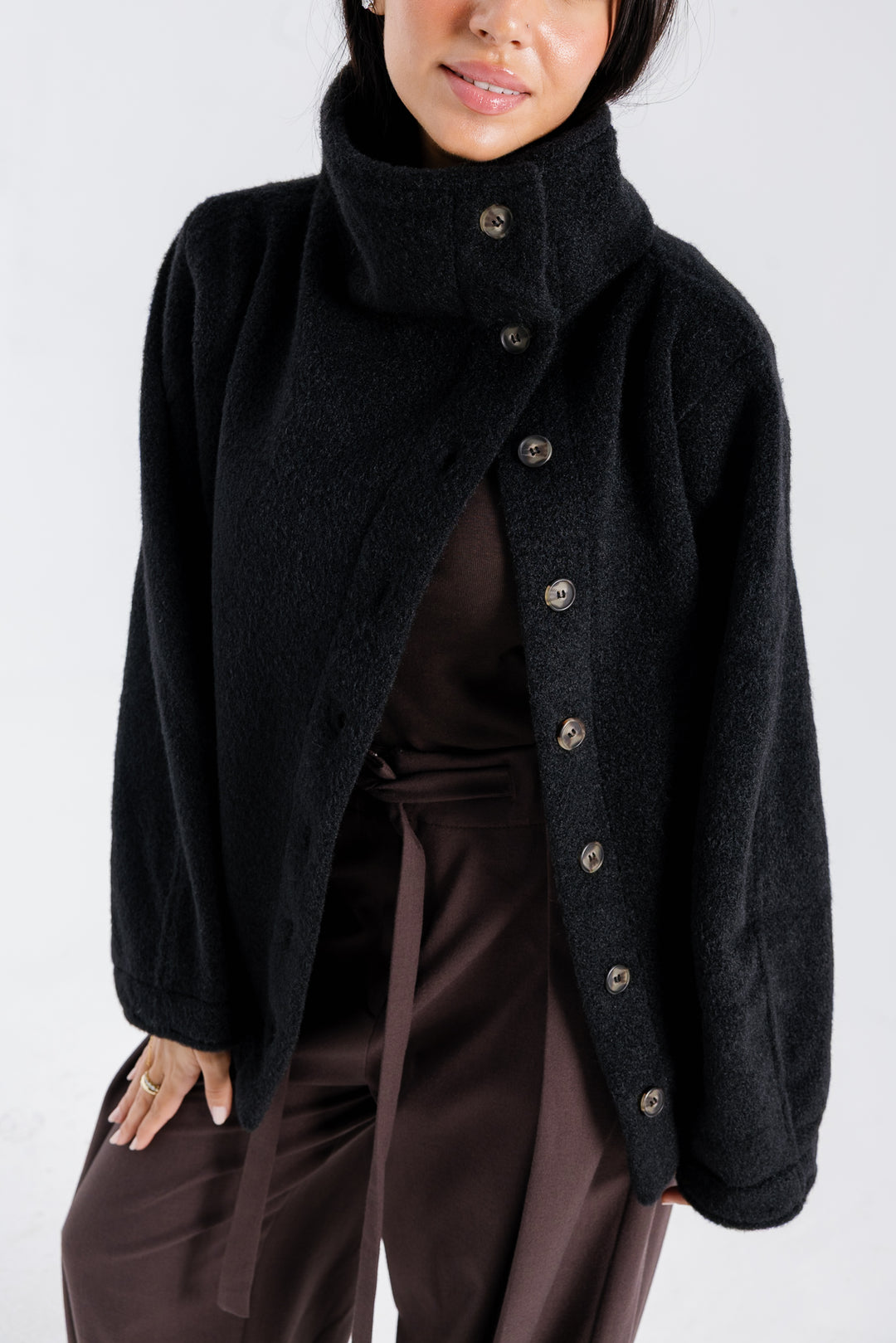 Sided Collar Jacket - Black