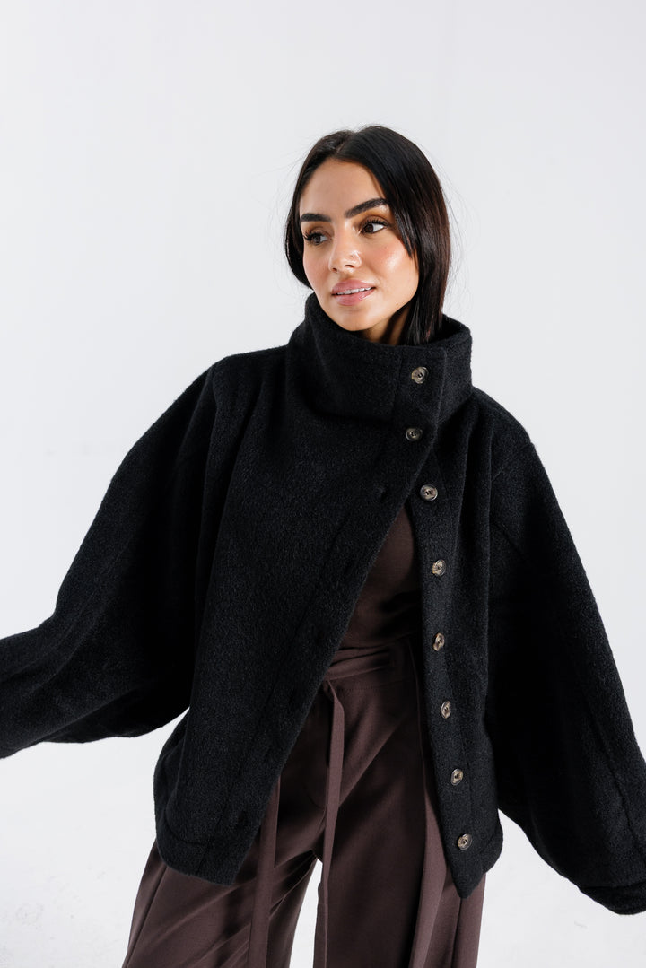 Sided Collar Jacket - Black