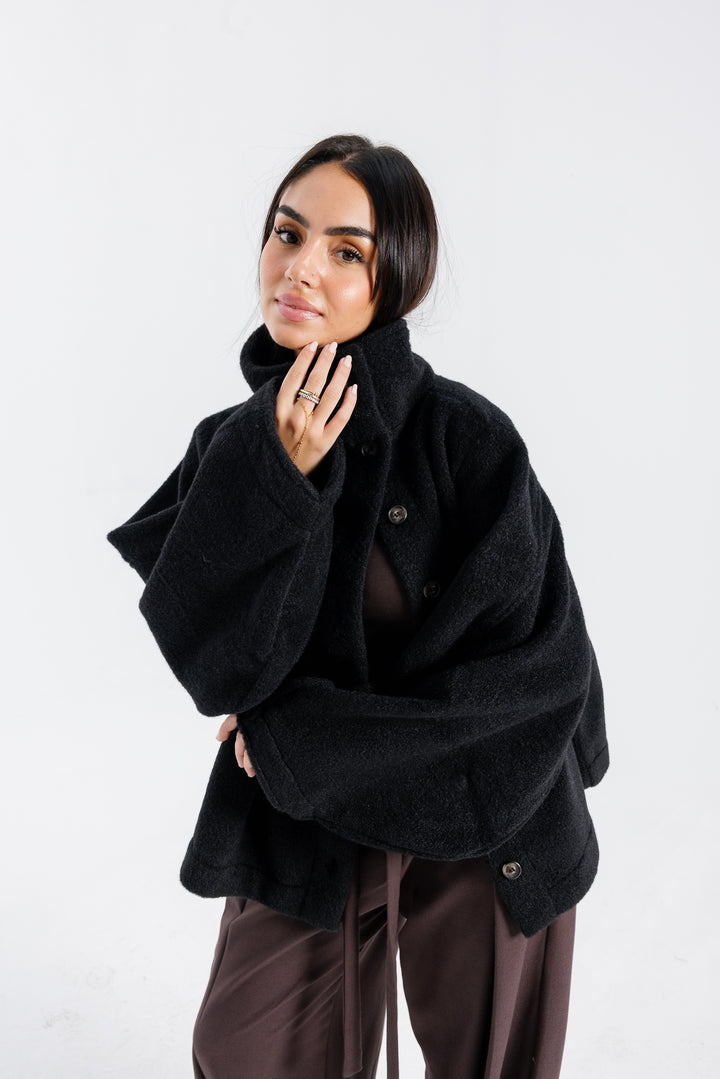 Sided Collar Jacket - Black