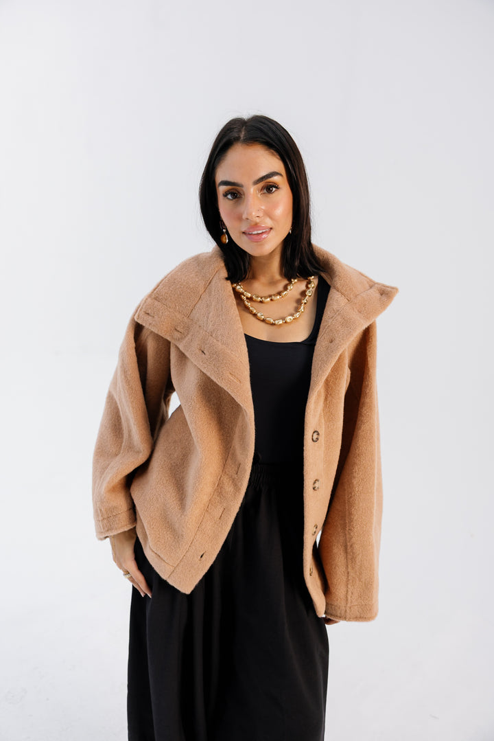 Sided Collar Jacket - Camel