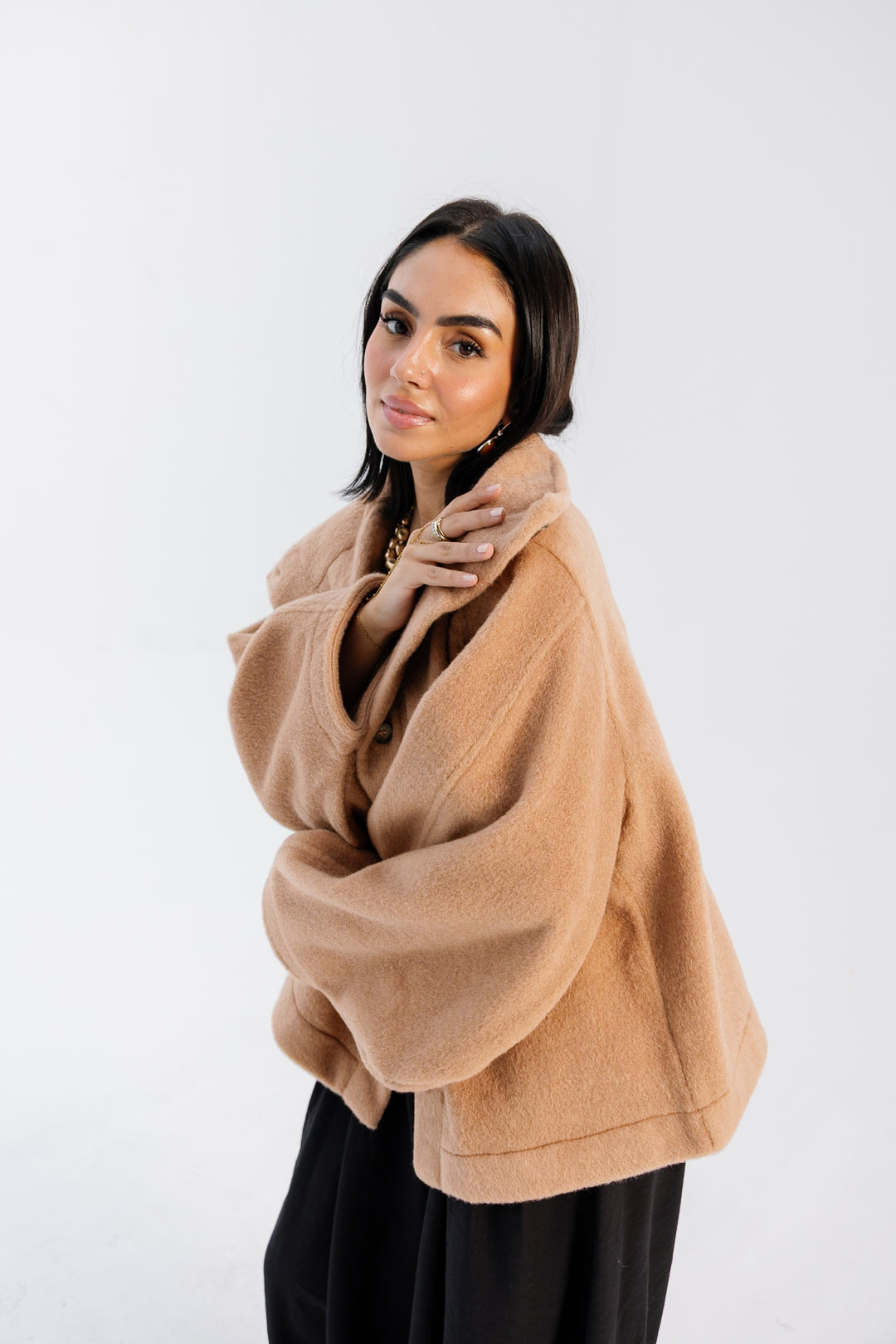 Sided Collar Jacket - Camel