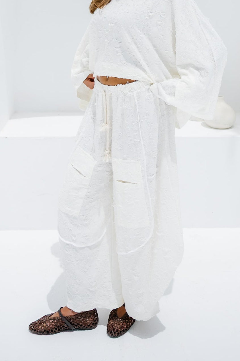 Jacquard Pants - White