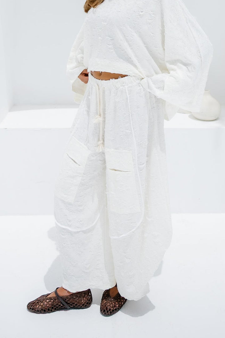 Jacquard Pants - White