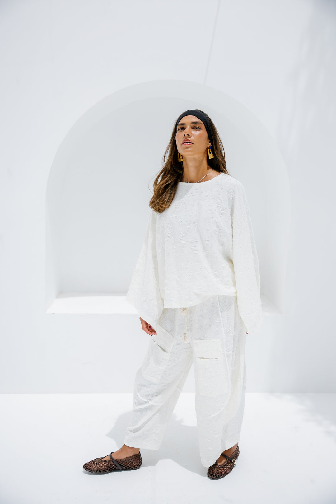 Jacquard Pants - White