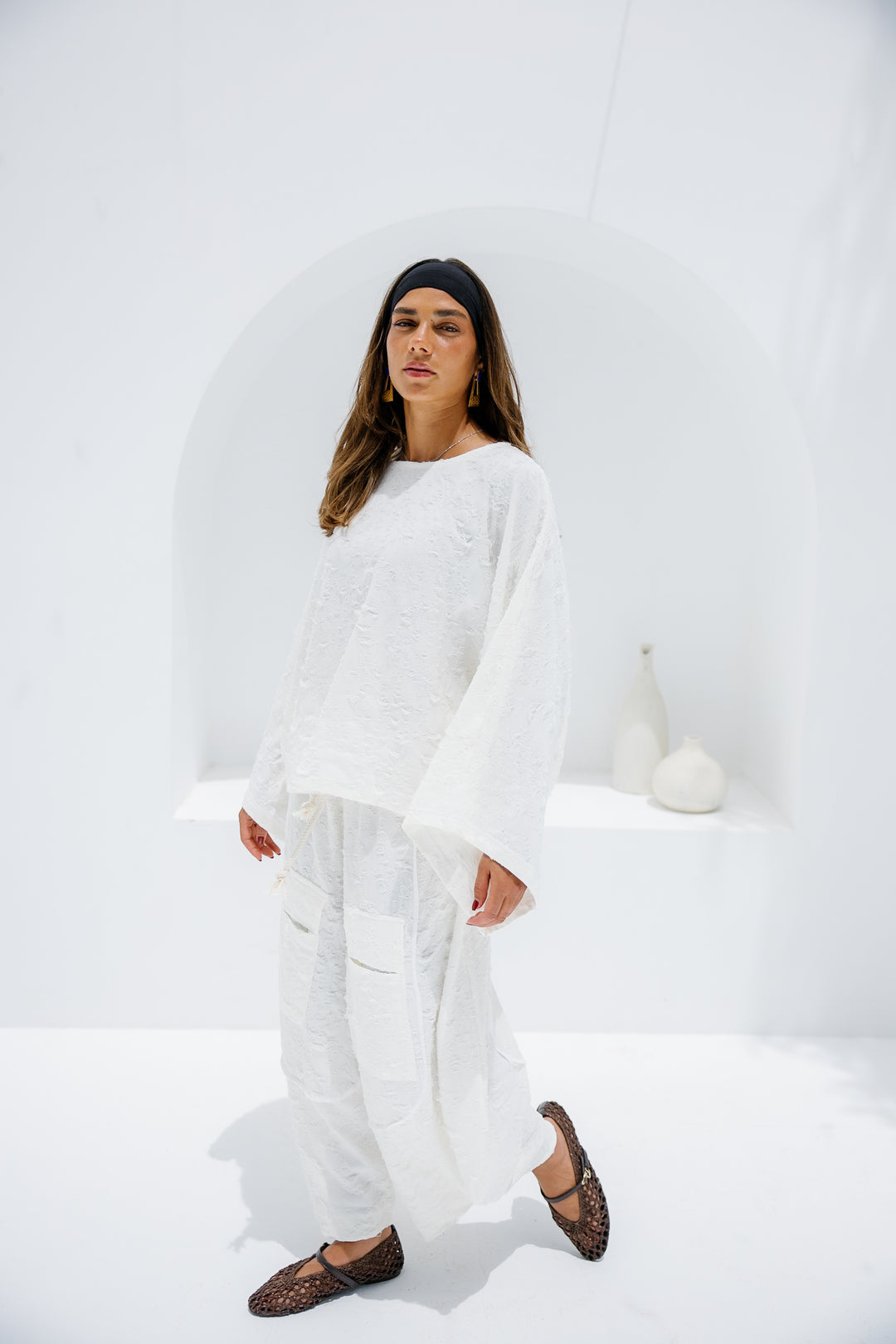 Jacquard Pants - White