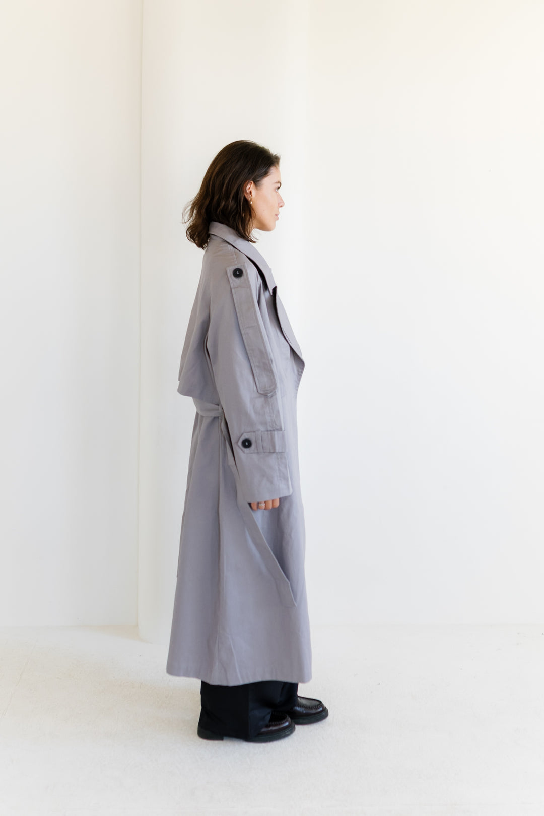 Longline Trench Coat - Grey