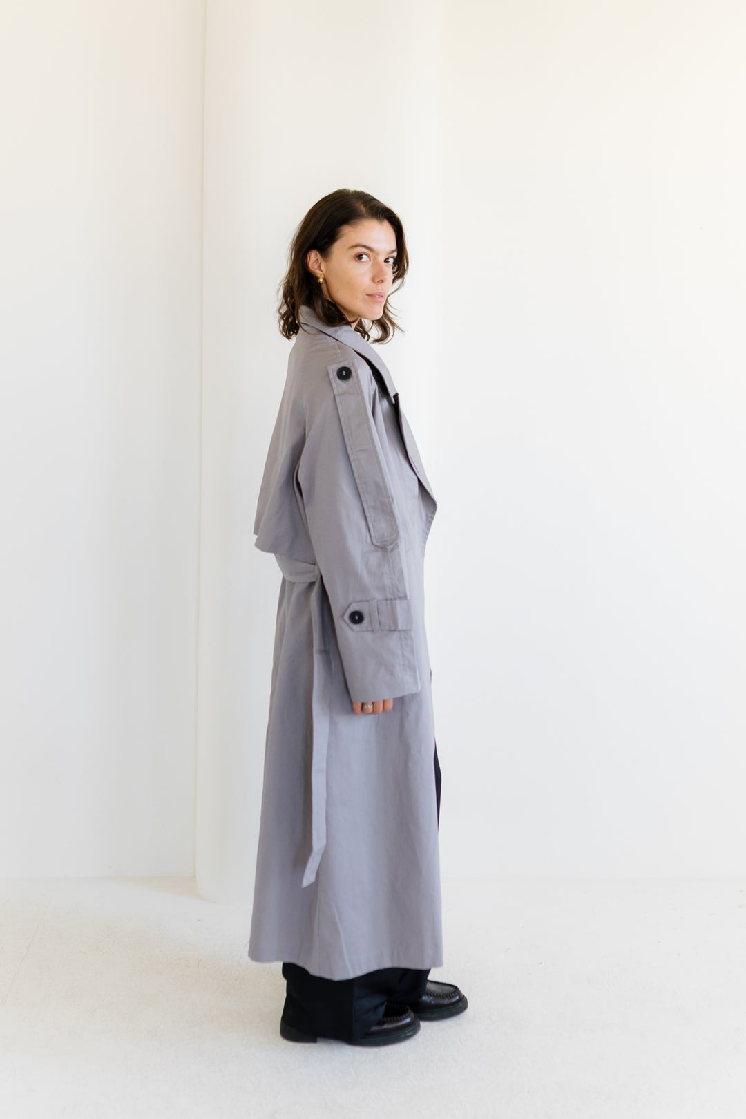 Longline Trench Coat - Grey