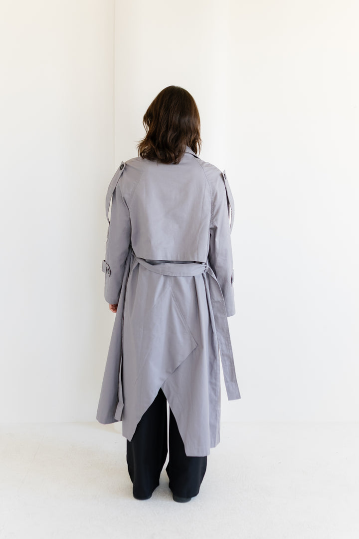 Longline Trench Coat - Grey