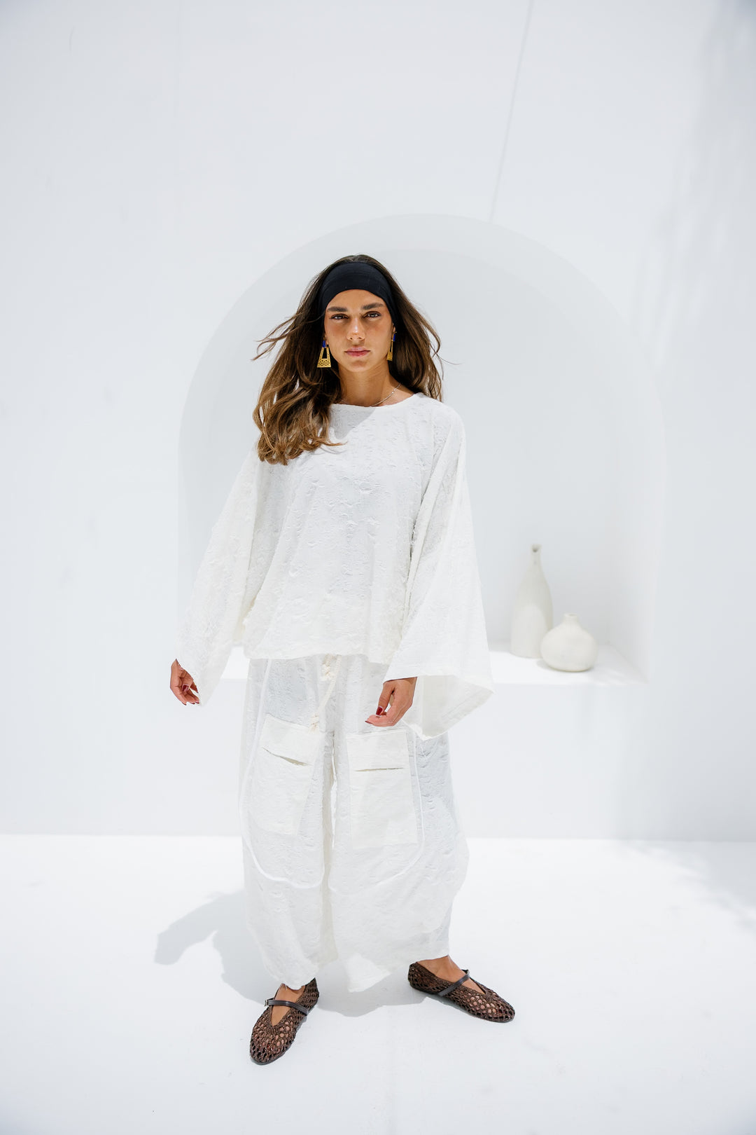 Jacquard Pants - White