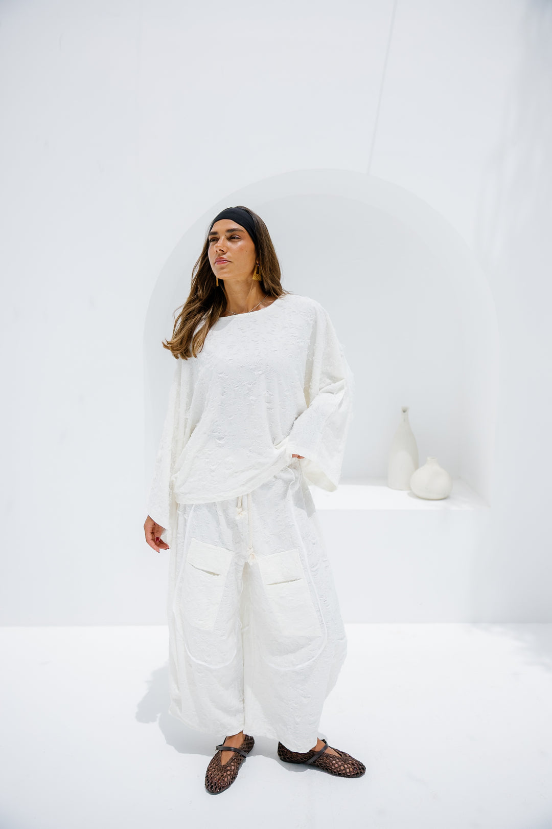Jacquard Pants - White
