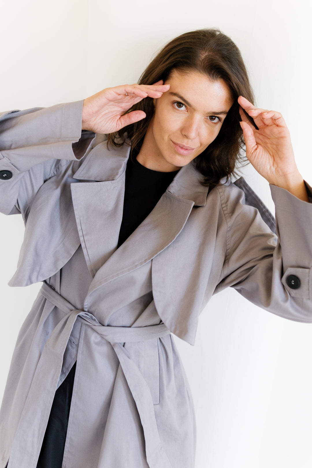 Longline Trench Coat - Grey