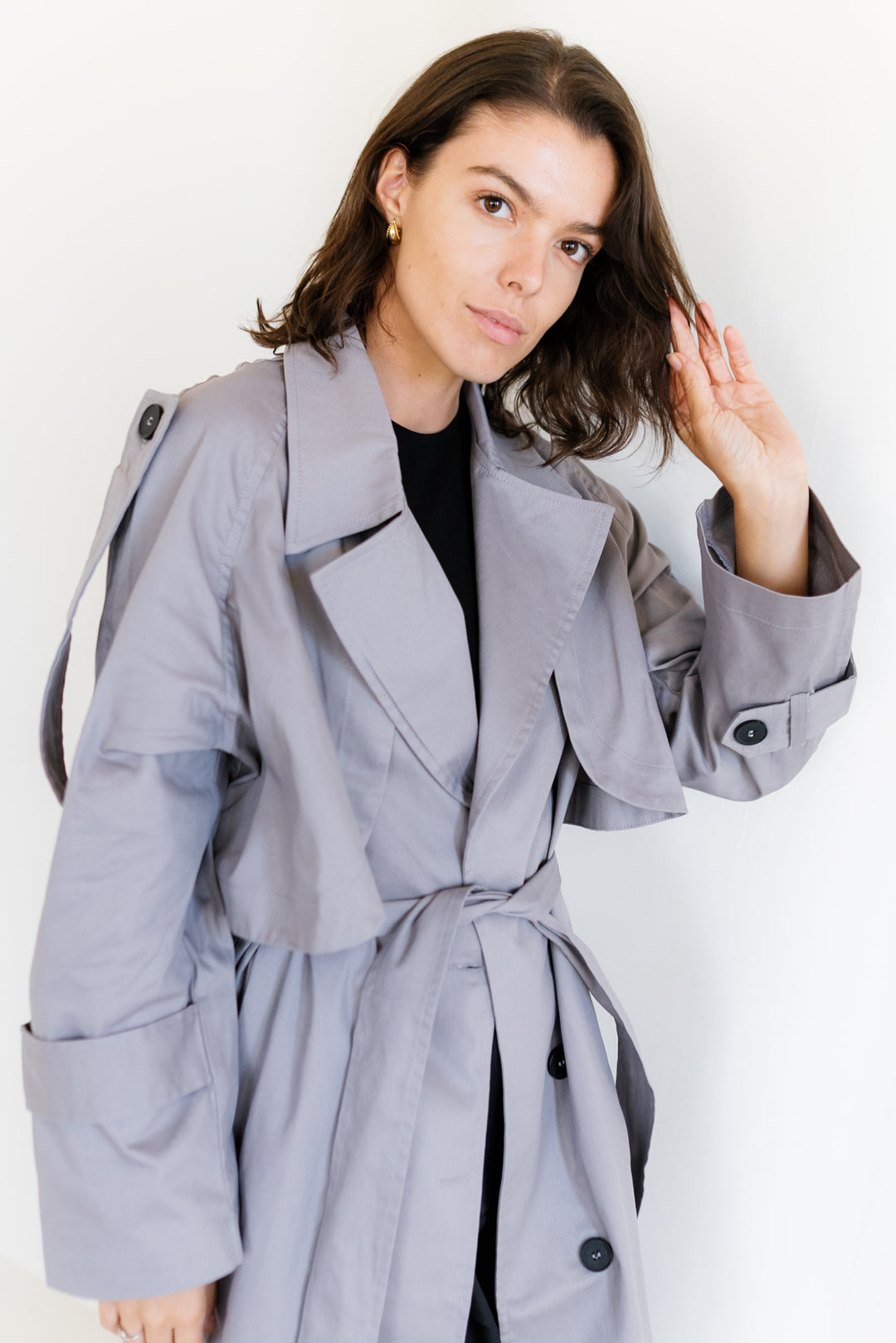 Longline Trench Coat - Grey