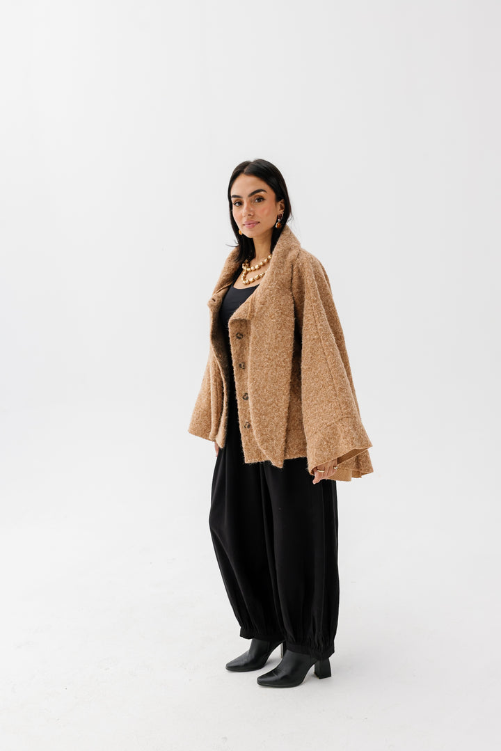 Dropped Collar Jacket - Camel