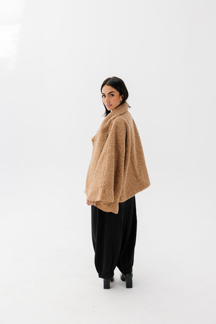 Dropped Collar Jacket - Camel