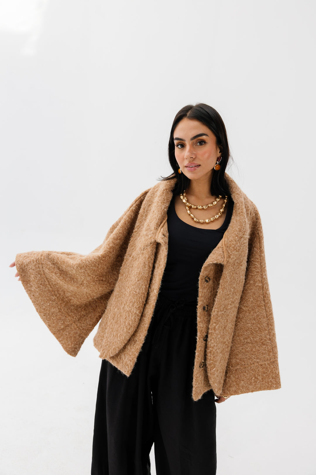 Dropped Collar Jacket - Camel