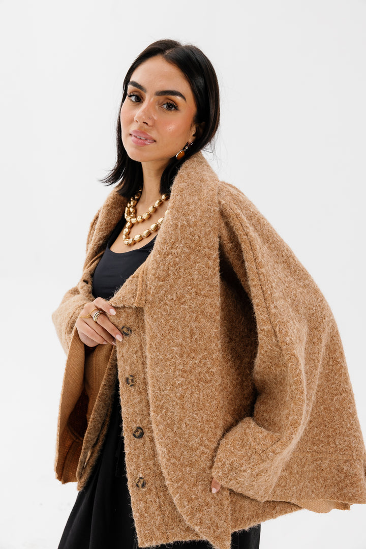 Dropped Collar Jacket - Camel