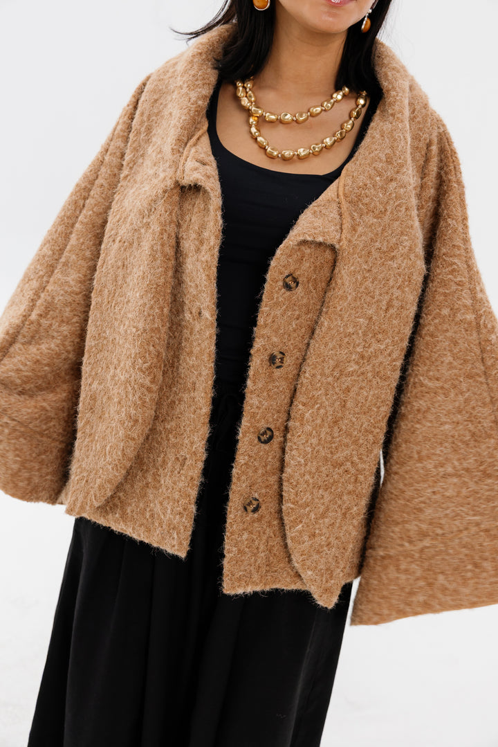 Dropped Collar Jacket - Camel