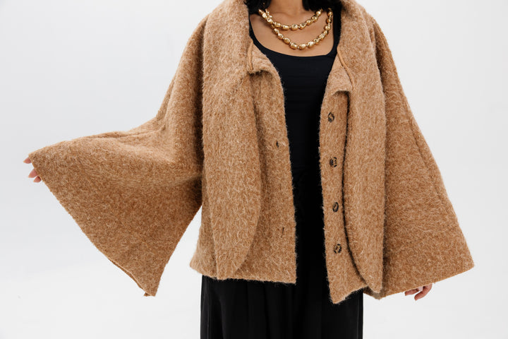 Dropped Collar Jacket - Camel