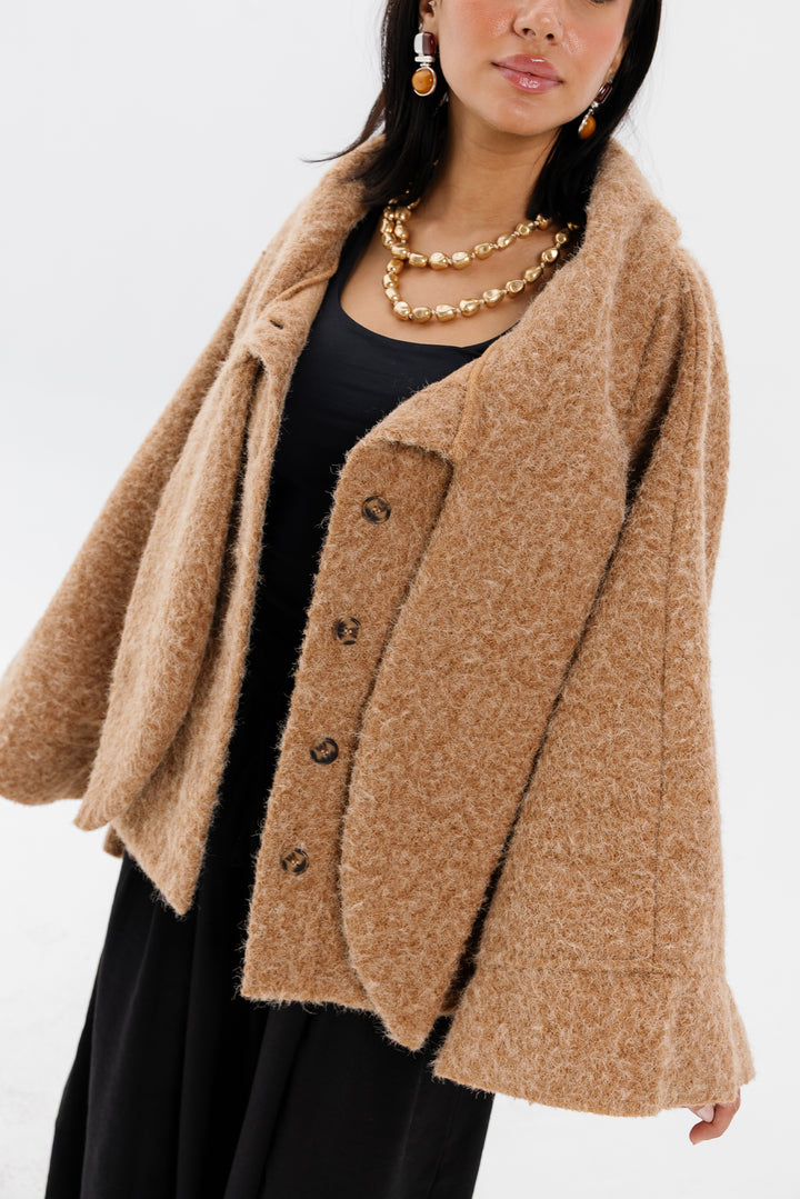 Dropped Collar Jacket - Camel