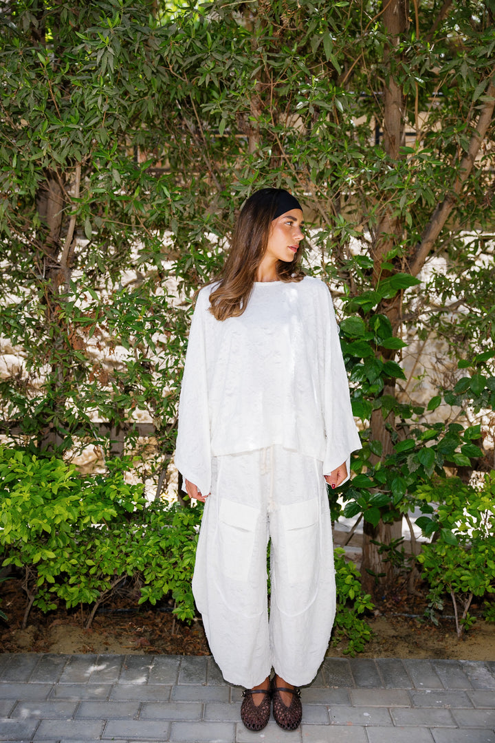 Jacquard Pants - White