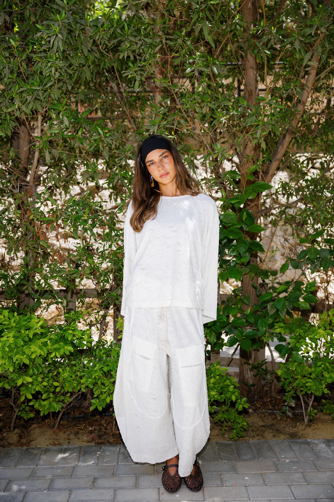Jacquard Pants - White