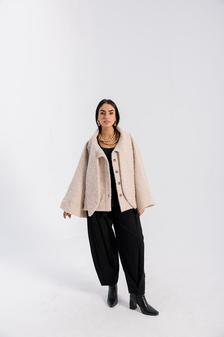 Dropped Collar Jacket - Creme