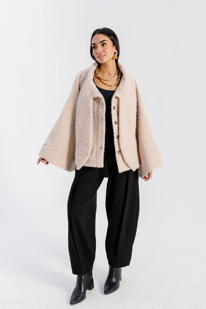 Dropped Collar Jacket - Creme