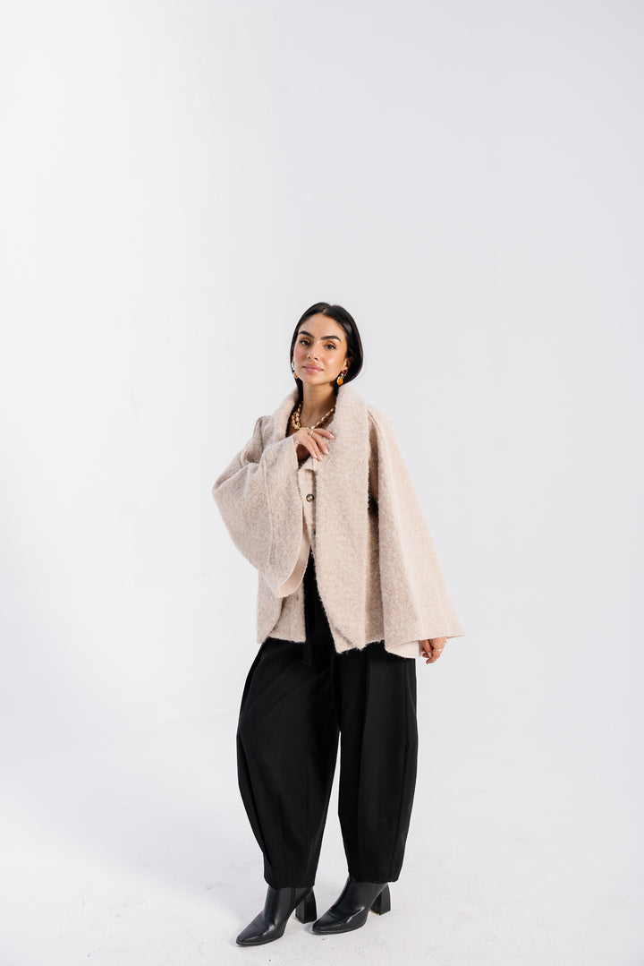 Dropped Collar Jacket - Creme