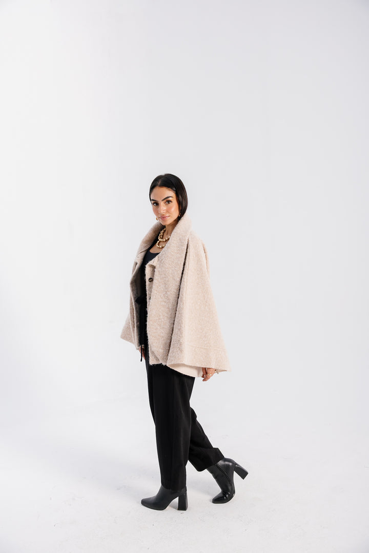 Dropped Collar Jacket - Creme