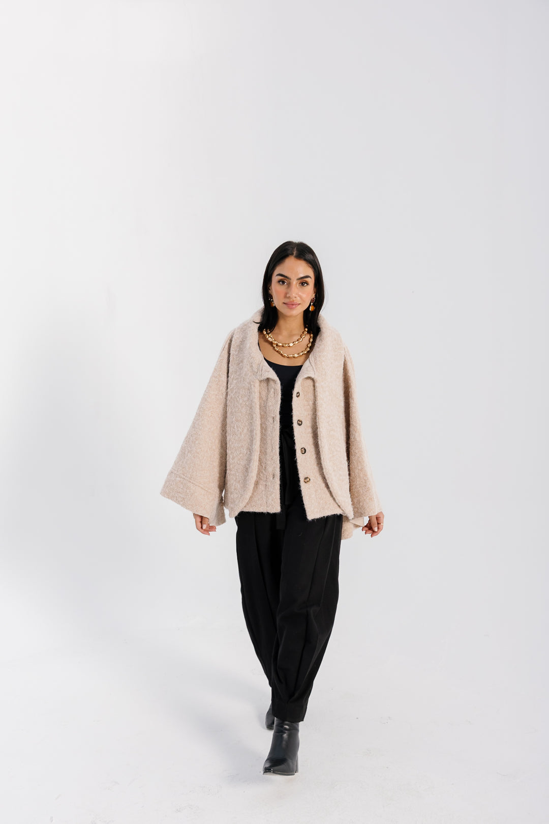 Dropped Collar Jacket - Creme