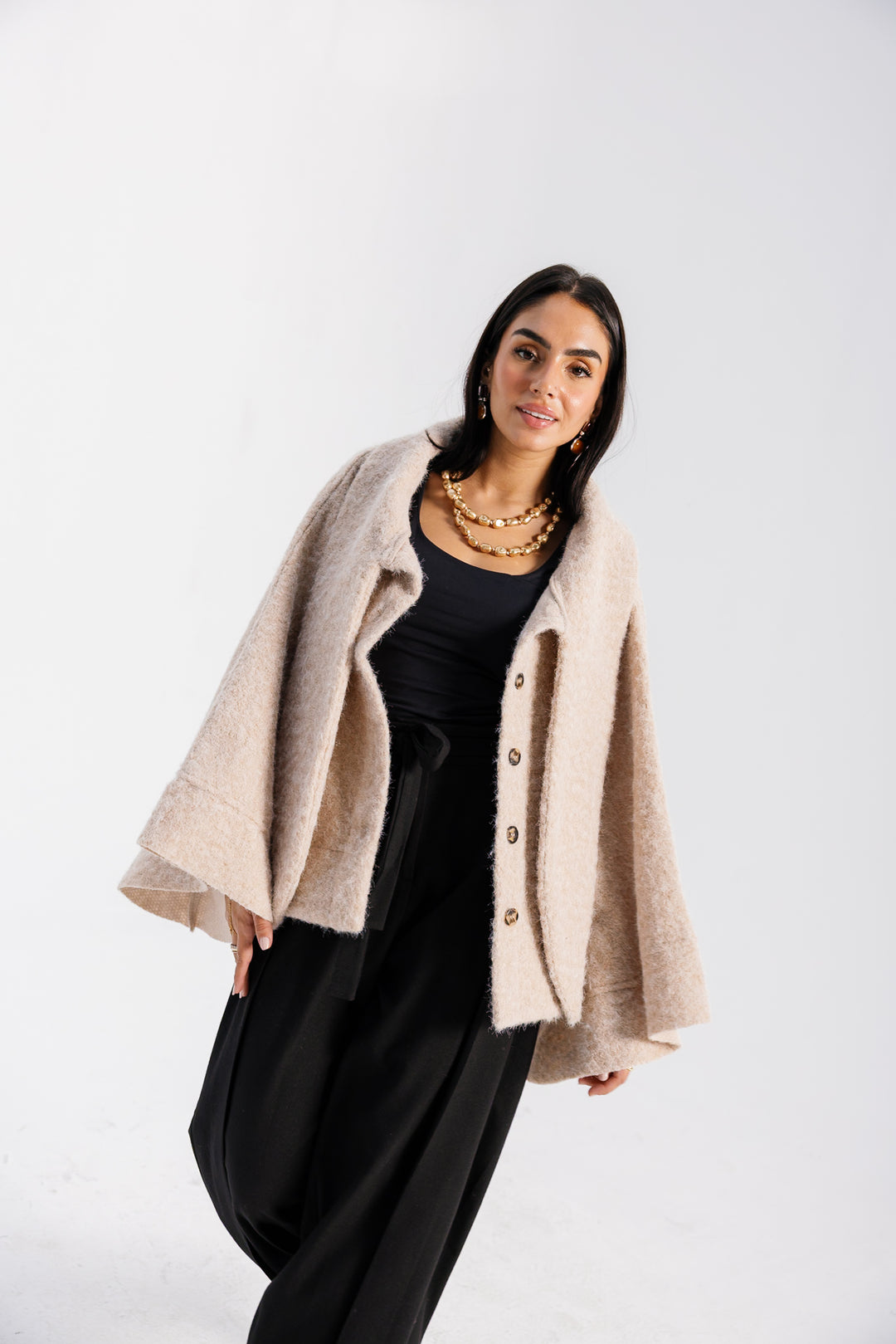 Dropped Collar Jacket - Creme