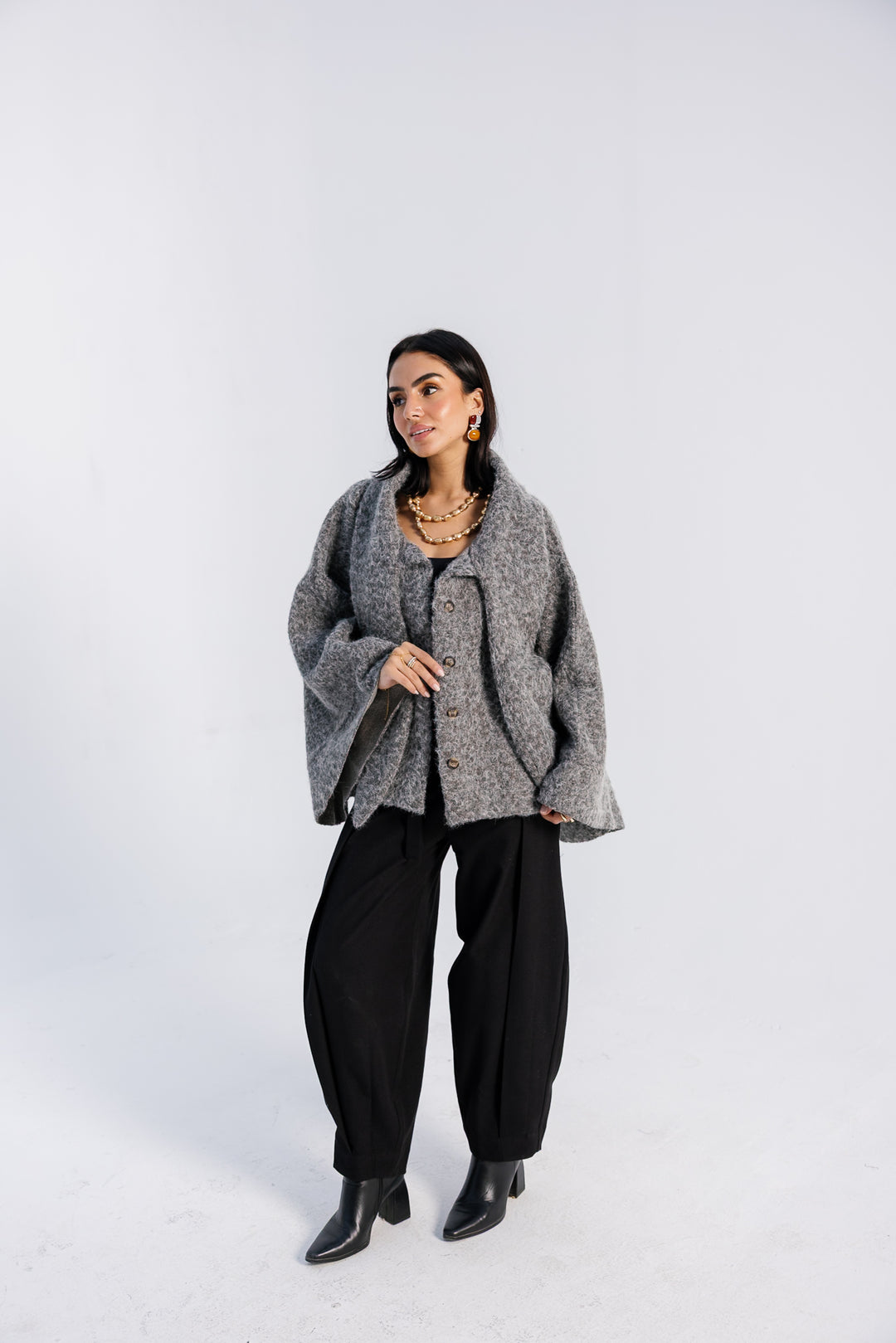 Dropped Collar Jacket - Light Grey