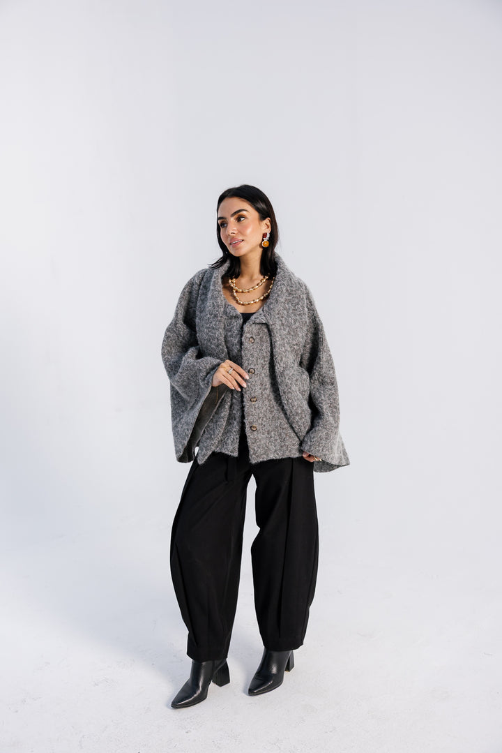 Dropped Collar Jacket - Light Grey