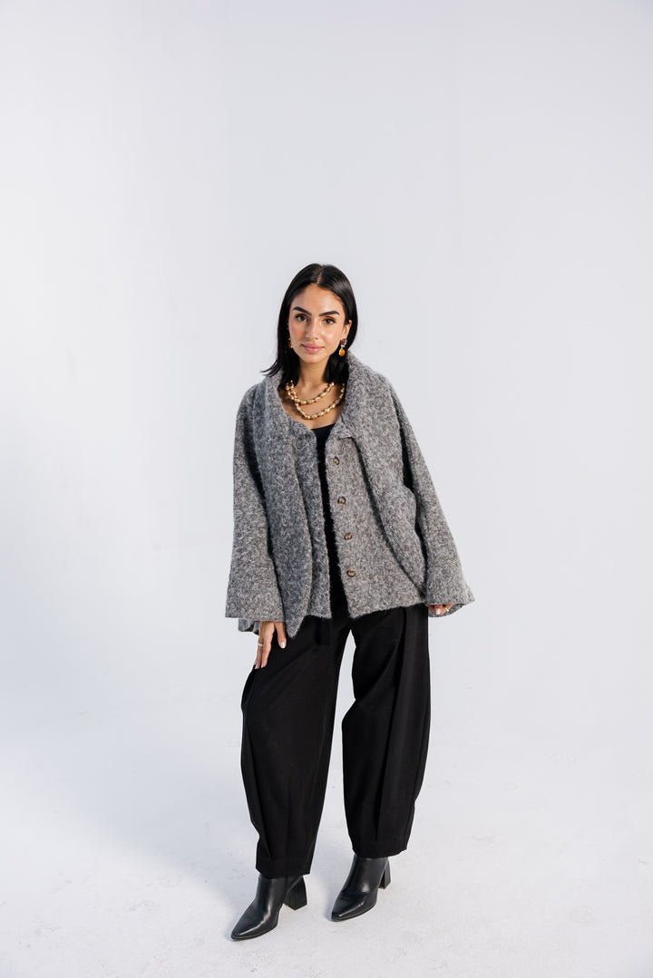 Dropped Collar Jacket - Light Grey