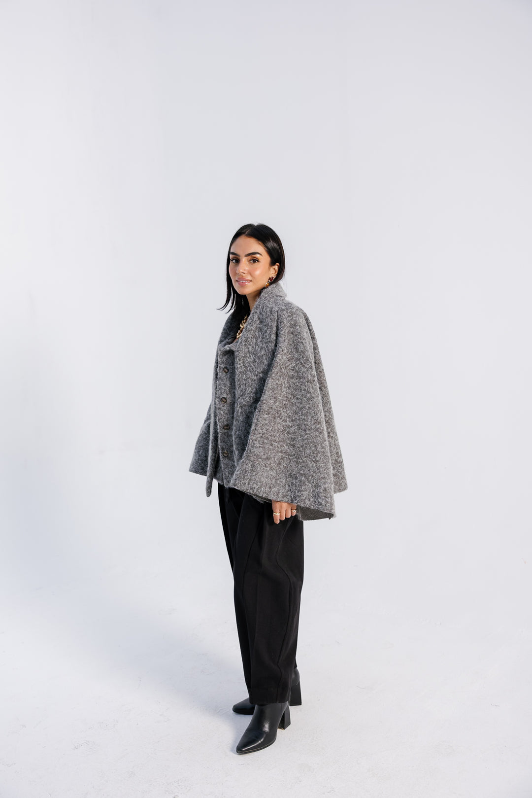 Dropped Collar Jacket - Light Grey