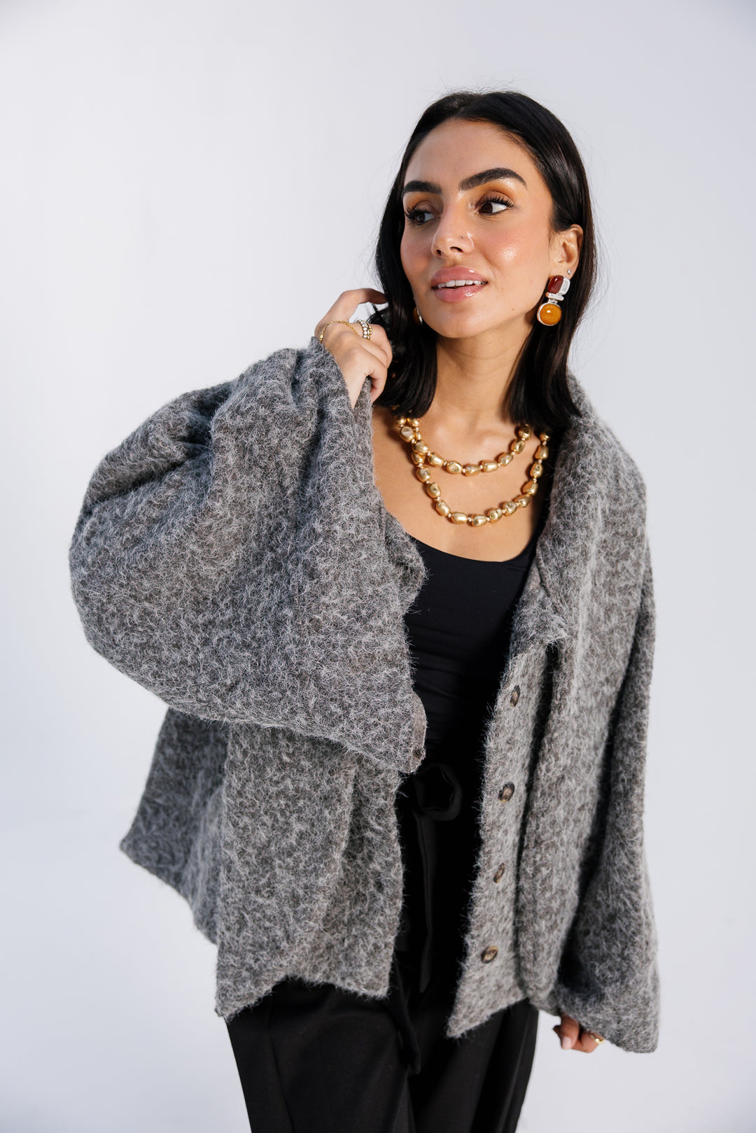 Dropped Collar Jacket - Light Grey