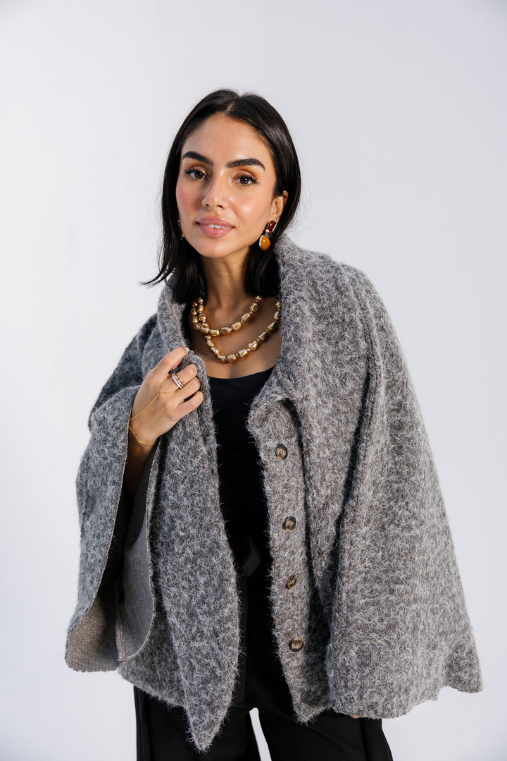 Dropped Collar Jacket - Light Grey