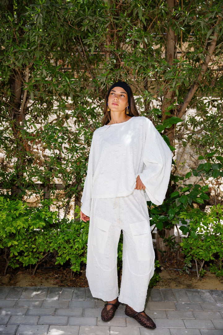 Jacquard Pants - White