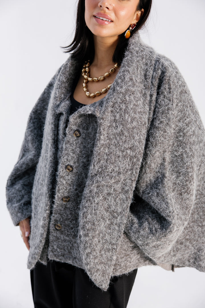 Dropped Collar Jacket - Light Grey