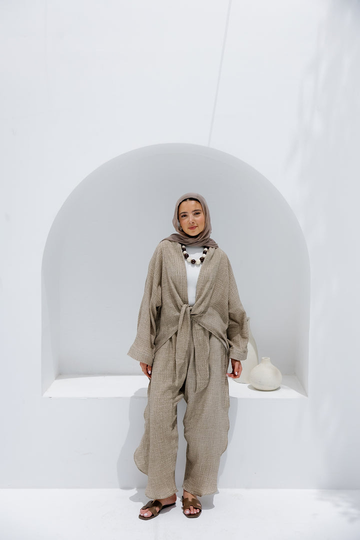 Muslin Ruffle Pants - Olive