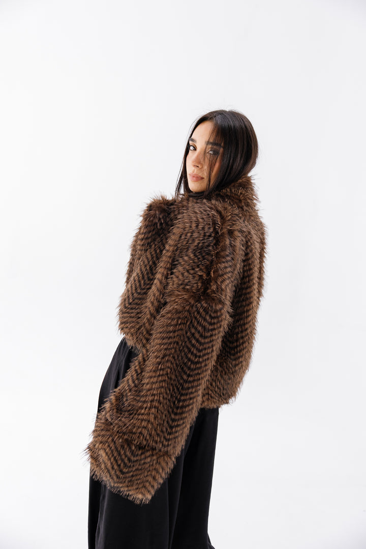 Plush Fur Jacket - Brown (Premium Edition)