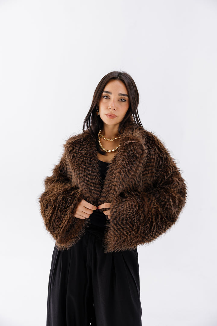 Plush Fur Jacket - Brown (Premium Edition)