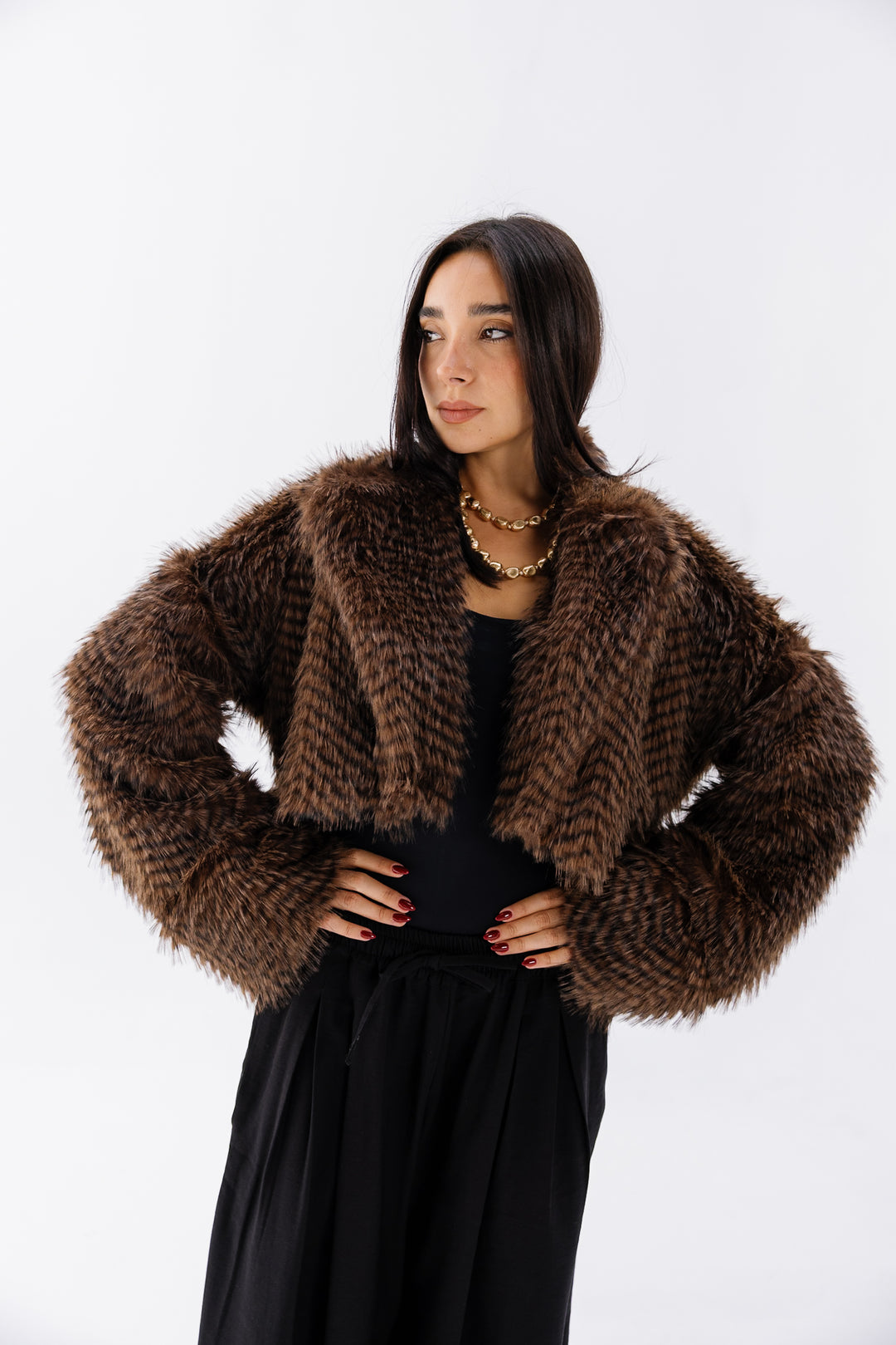 Plush Fur Jacket - Brown (Premium Edition)
