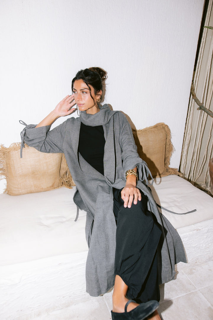 The Round Up Scarfed Kaftan - Dark Grey