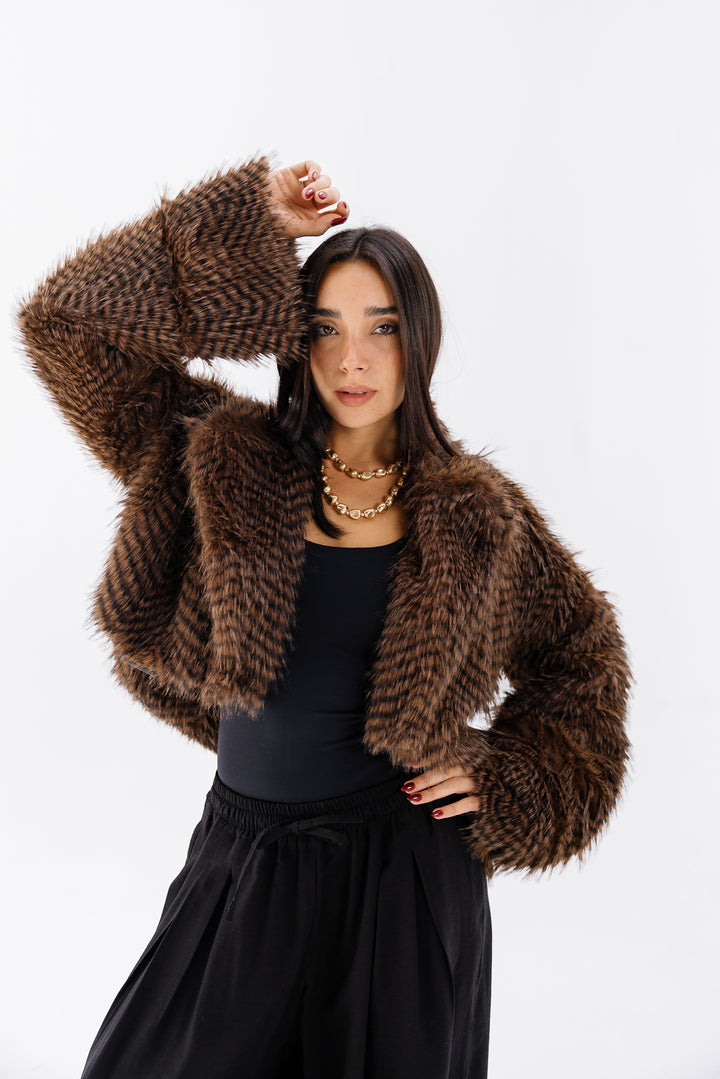 Plush Fur Jacket - Brown (Premium Edition)
