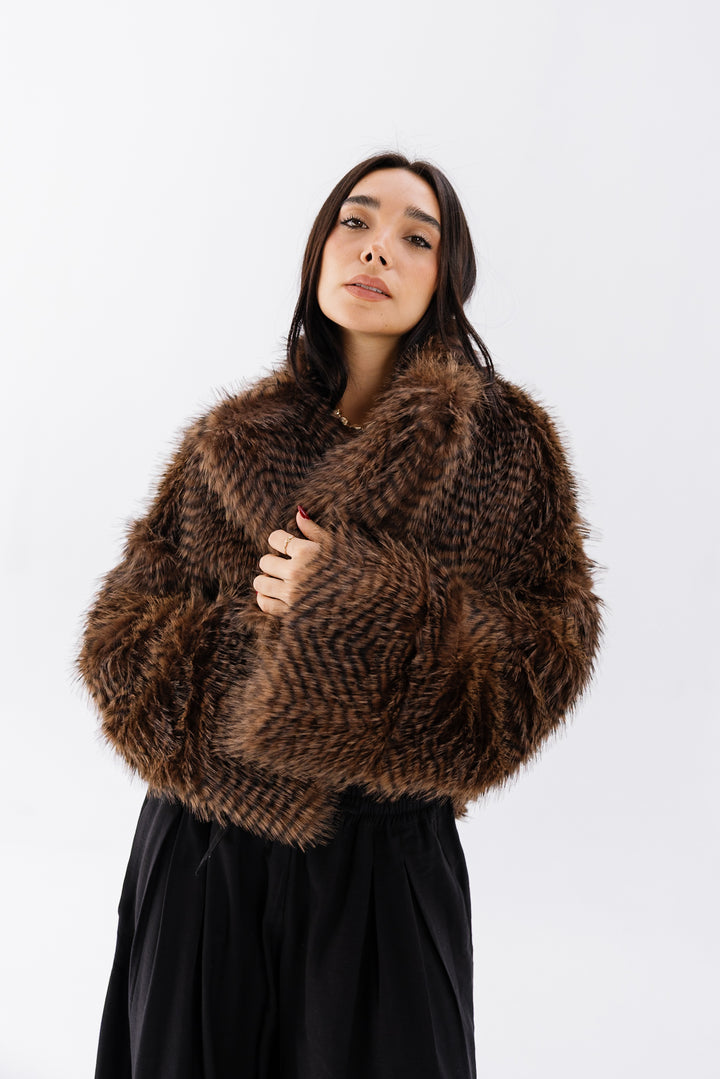 Plush Fur Jacket - Brown (Premium Edition)