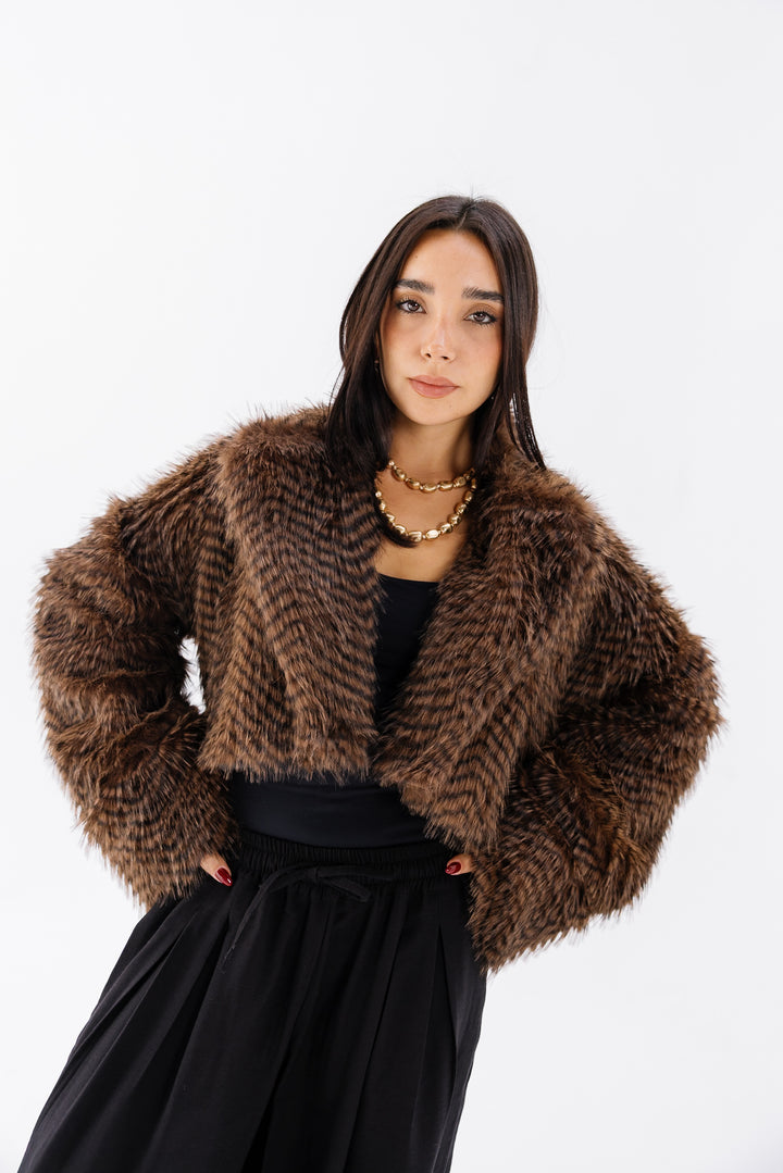 Plush Fur Jacket - Brown (Premium Edition)